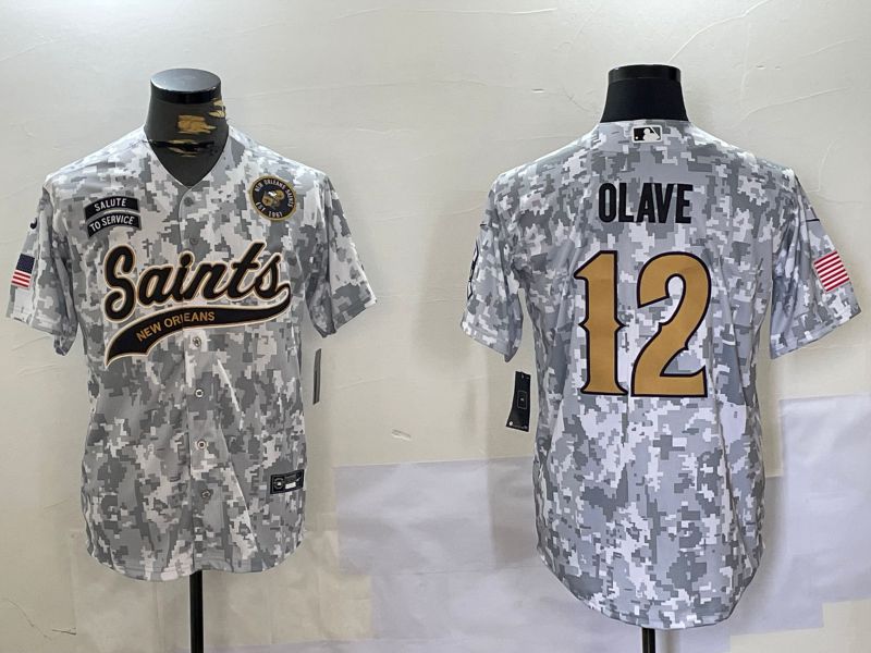 Men New Orleans Saints #12 Olave Nike Arctic Camo 2024 Salute to Service Limited NFL Jersey style 7